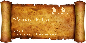 Ménesi Milla névjegykártya